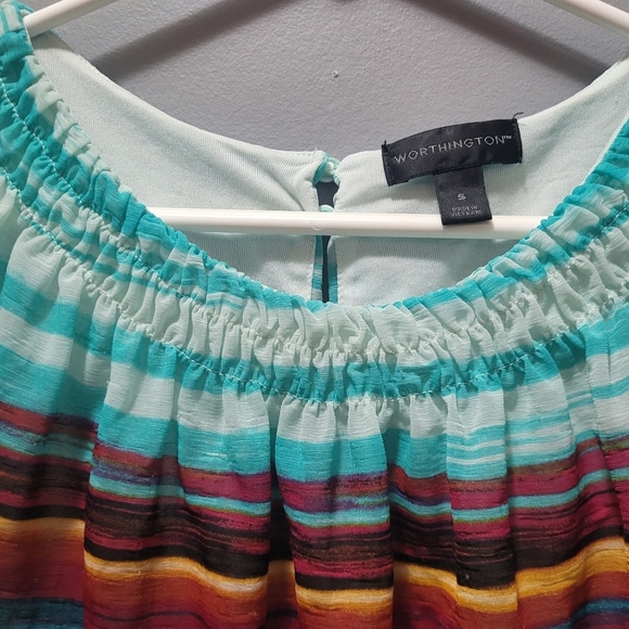 Worthington Multi Colored Sleeveless Top S - Picture 3 of 7